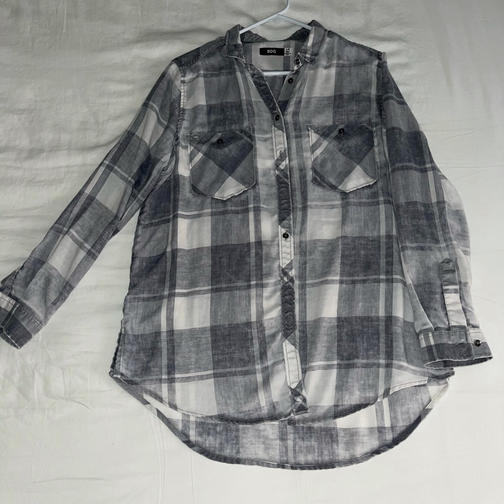 Urban Outfitters BDG white and grey flannel.